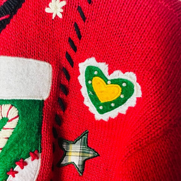 Vintage 80s Segue Christmas Cardigan Sweater Large Holiday Appliqué Knit Cottage - Picture 9 of 15